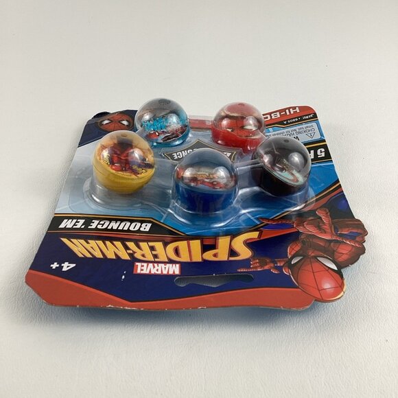 Marvel Spider-Man Bounce Em Big Bounce Rubber Balls Hi Bouncers 5 Pack New - Picture 5 of 6
